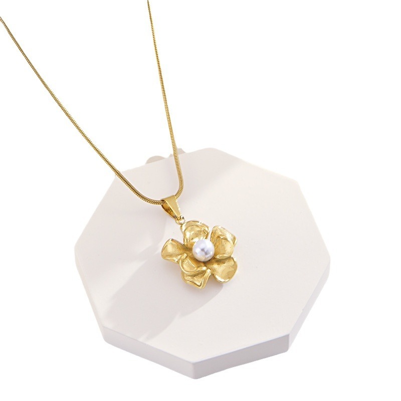 304 Stainless Steel Flower Ion Plating (IP) 18K Real Gold Plated Simple Style Classic Style Waterproof Non Tarnish Plating Jewelry Set