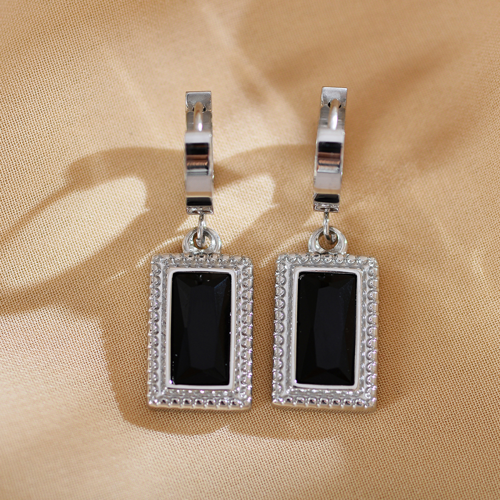 PVD Coated Gold Plated Square Stainless Steel Elegant Luxurious Simple Style Waterproof Non Tarnish Earrings