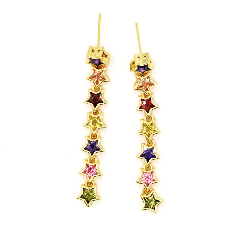 1 Pair Basic Modern Style Classic Style Pentagram Round Heart Shape Inlay Copper Zircon Drop Earrings