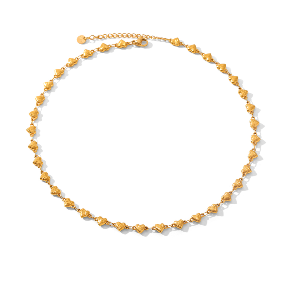 INS Style Stainless Steel Heart Necklace Non-Fading 18K Gold Shell Collarbone Chain Titanium Steel Jewelry  Accessories