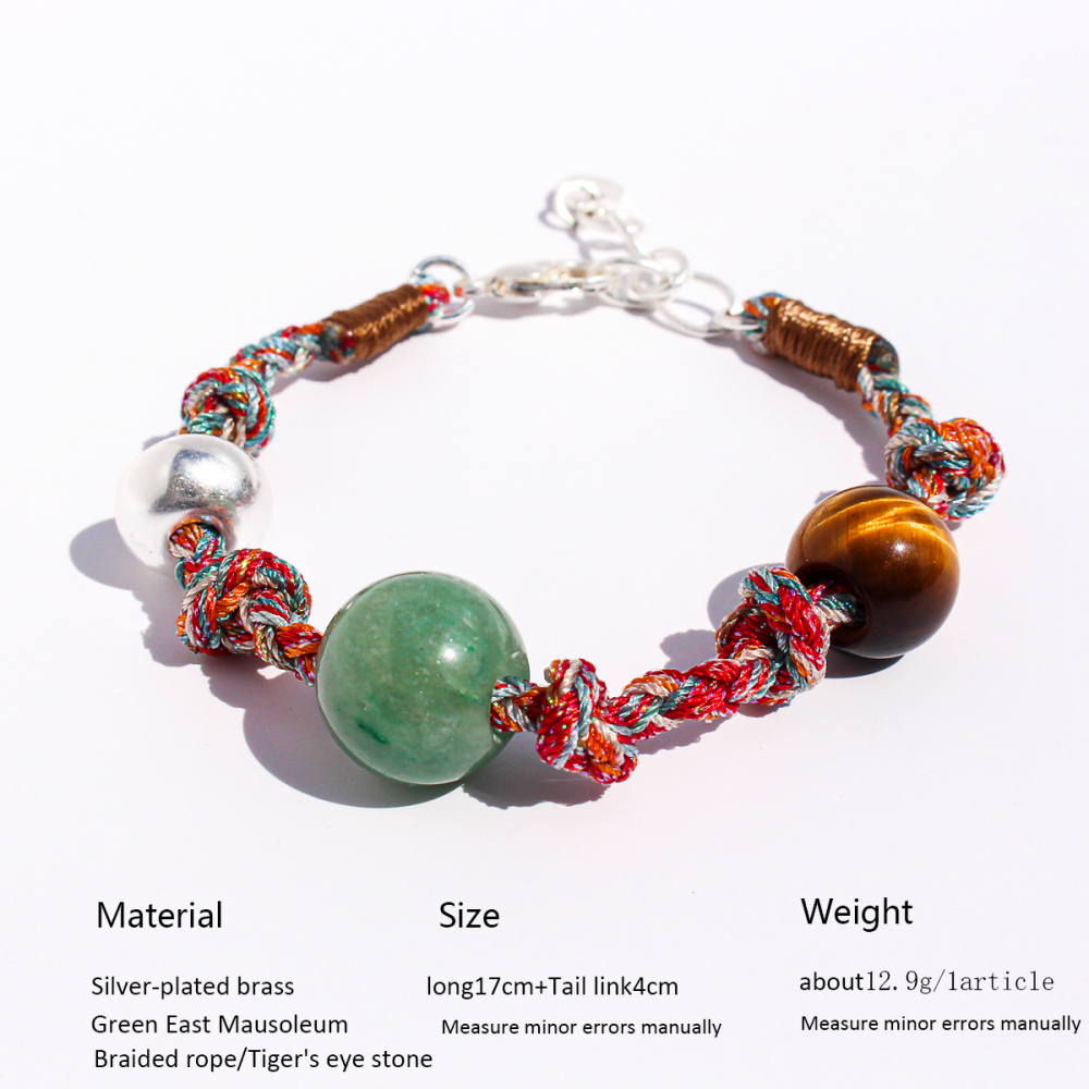 Handmade Colorful Beaded Natural Stone Necklace Liquid Silver Pendant Tiger Eye Stone Bracelet For Ladies Beach Vacation Style Accessories