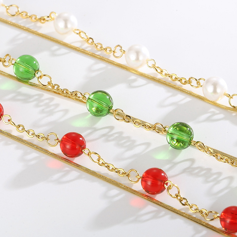 304 Stainless Steel Shell PVD Coated 18K Real Gold Plated Classic Style Waterproof Non Tarnish Patchwork Bracelets