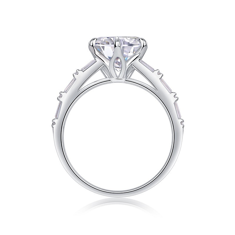 925 Sterling Silver Moissanite Geometric Rings GRA Certificate