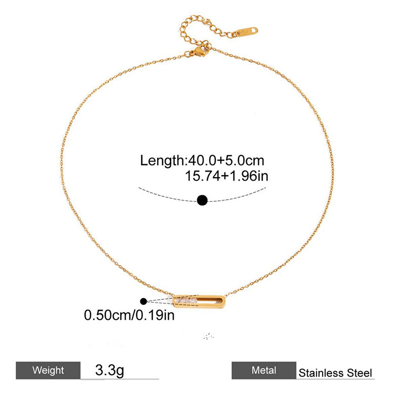 304 Stainless Steel Movable Zircon Vacuum Electroplating (In Furnace) Necklace Accessories For Women Autumn Winter Sweater Chain  Hot-Selling Titanium Steel Jewelry