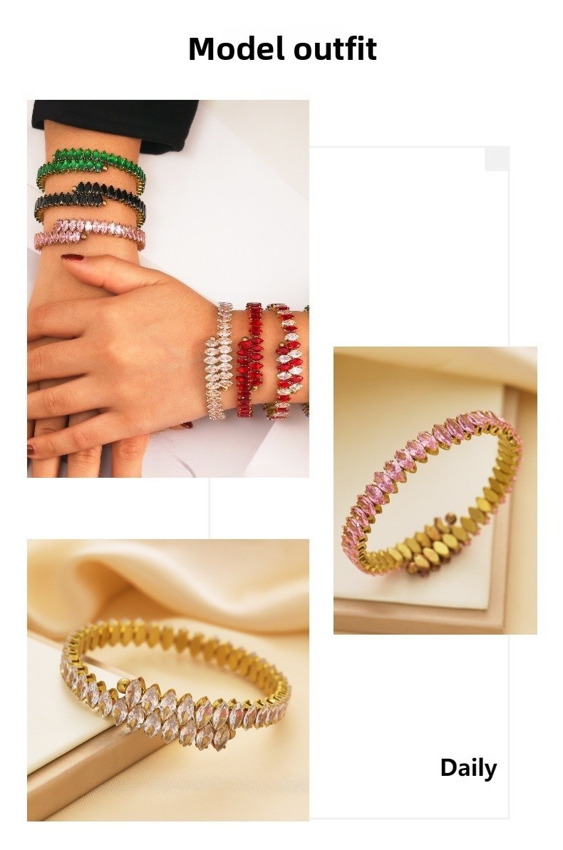 Multicolor Titanium Steel Claw Inlaid Diamond Women's Bracelet Zircon Steel Women's Accessories