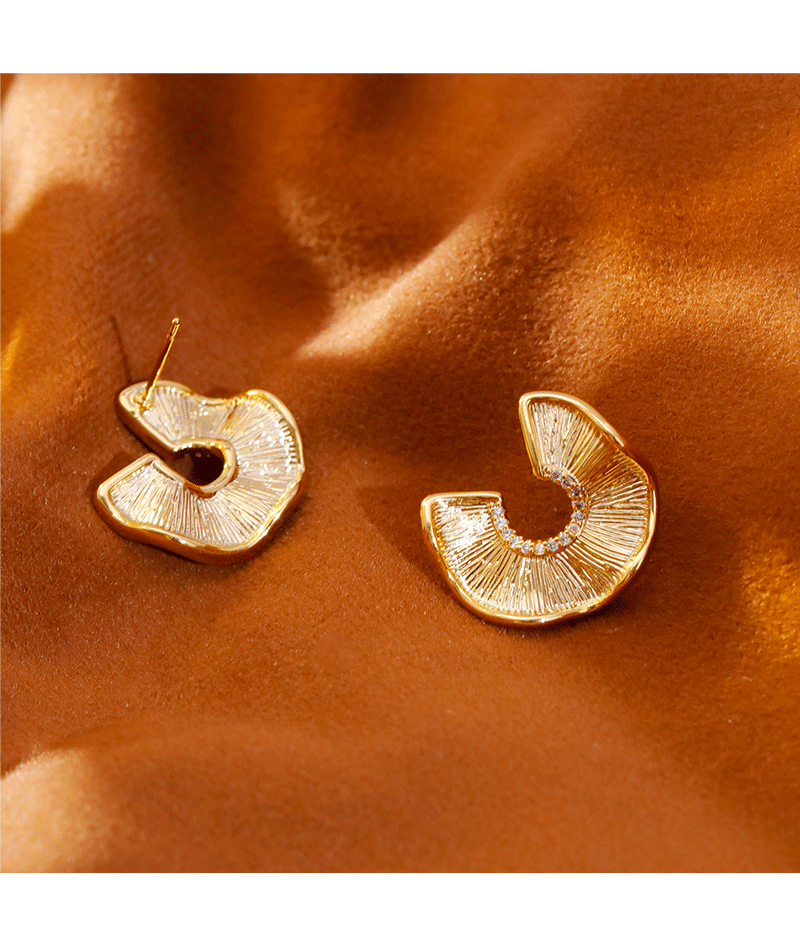 Fashionable Designer Earrings Irregular Texture 3D Simple Elegant New Arrival 2025 Trendy Women's Round Elliptical Zirconia Jewelry
