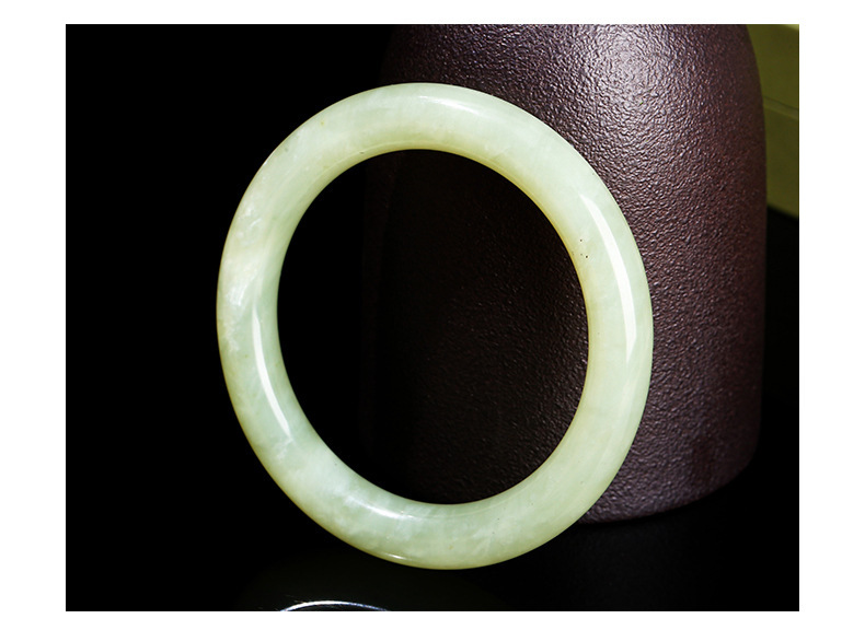 JD Jewelry Natural Underground White Jade Bracelet Round Bar Vintage Style Women's Bracelet Artistic Retro Trendy Simple Classic Style