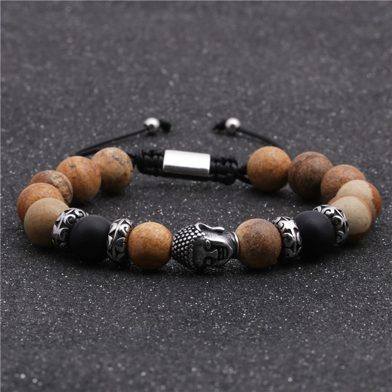 Fashion Bracelets Stainless Steel Woven Adjustable Buddha Head Bracelet