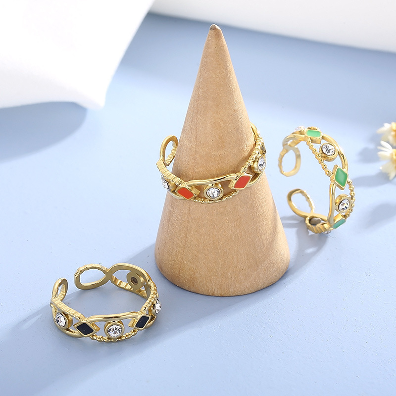 PVD Coated 18K Gold Plated Geometric Stainless Steel Resin Fashion Waterproof Non Tarnish Open Ring