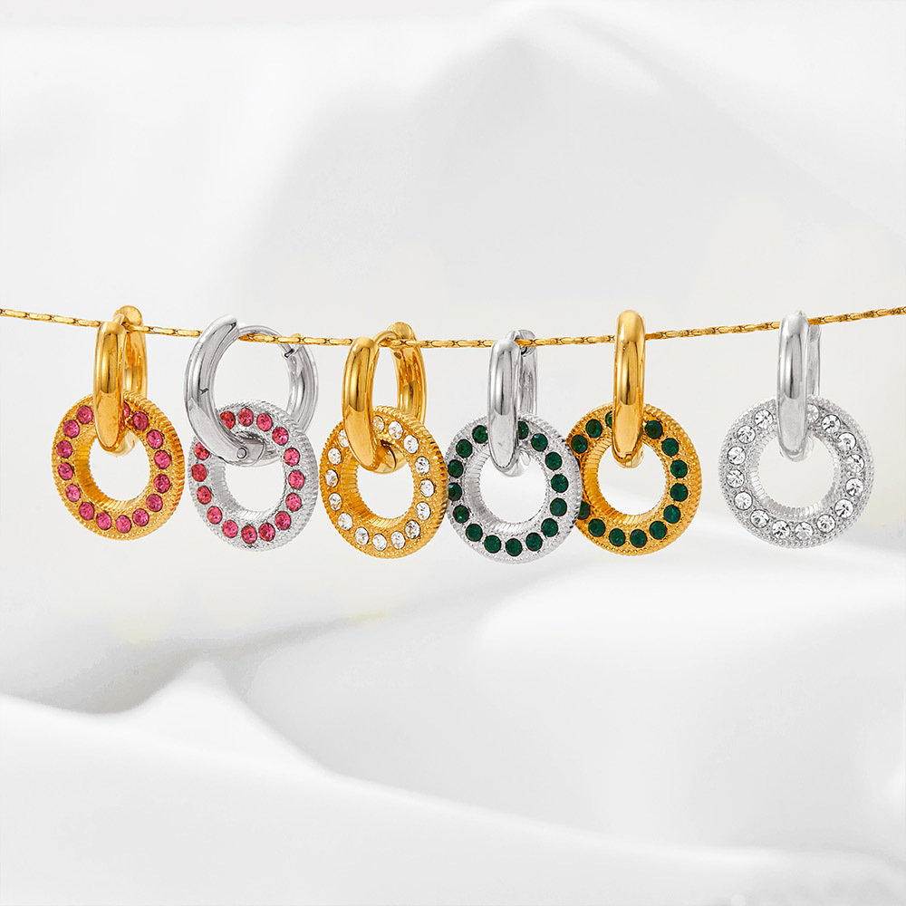 1 Pair Classic Style Geometric Plating Inlay 304 Stainless Steel Artificial Gemstones 16K Gold Plated White Gold Plated Gold Plated Earrings