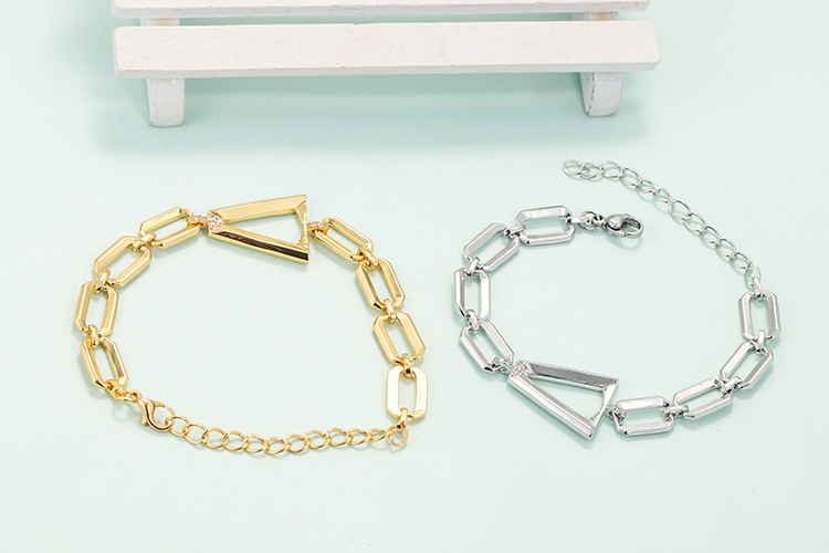 Hip Hop Wide Triangle Hollow Cuban Chainbracelet Necklace Wholesale Nihaojewelry