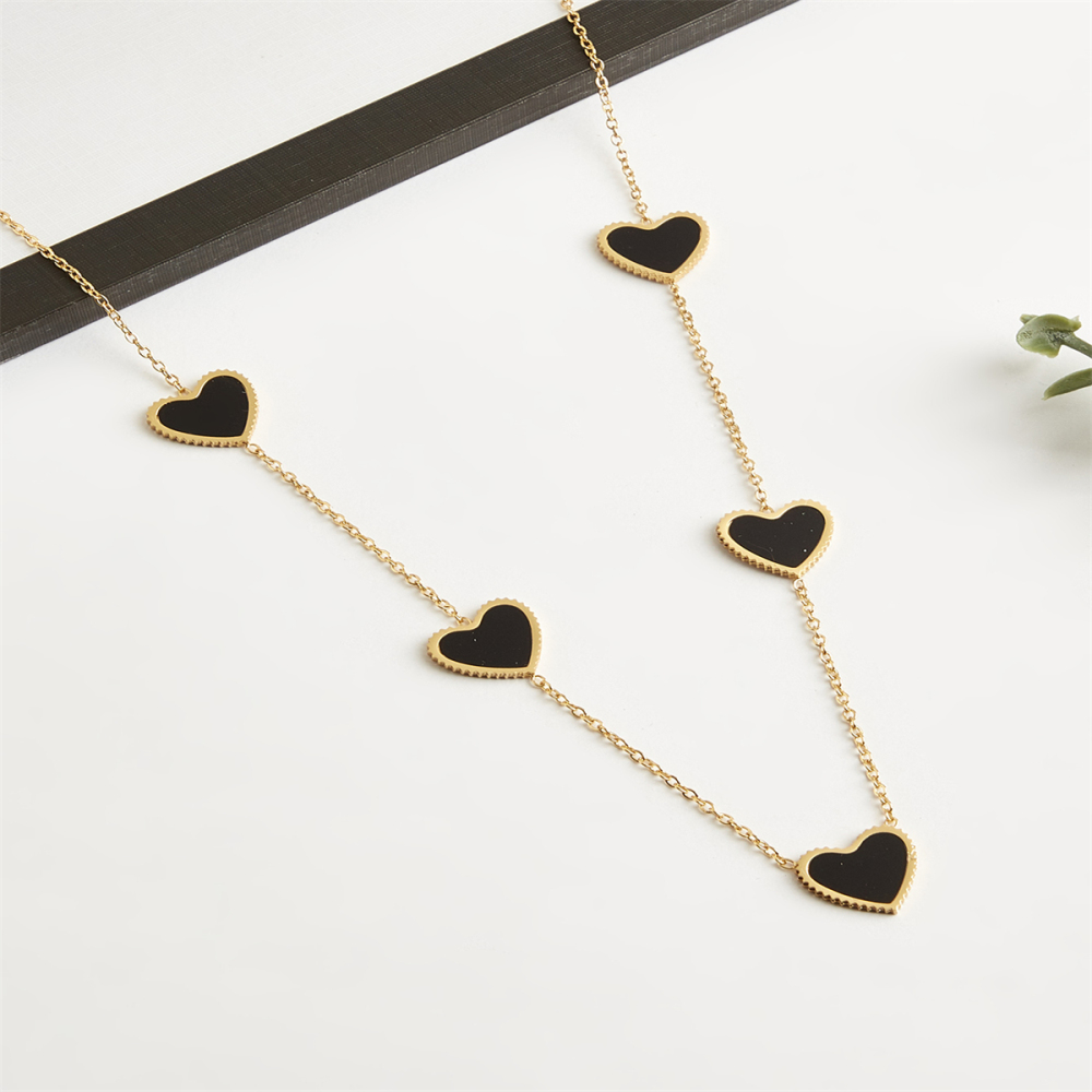 302 Stainless Steel Heart Shape Electroplating Golden Plated Casual Elegant Cable Chain Jewelry Set