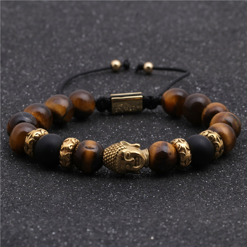 Fashion Bracelets Stainless Steel Woven Adjustable Buddha Head Bracelet