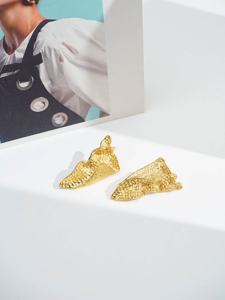 Foldable Titanium Steel Triangle Crease Earrings Plated 18K Gold  Style Daily Wear Jewelry Accessories