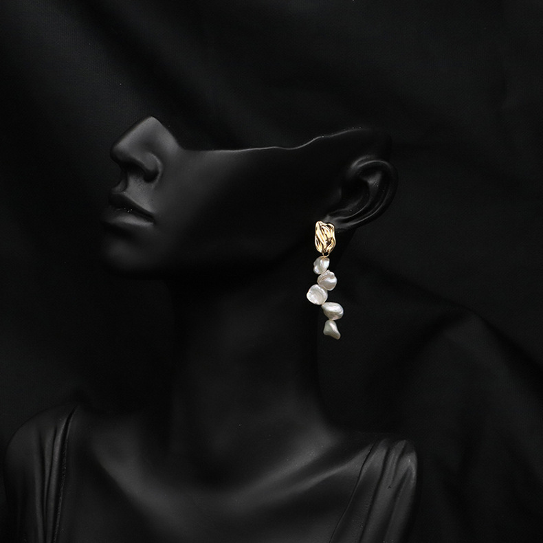 1 Pair Simple Style Classic Style Geometric Freshwater Pearl Copper Drop Earrings