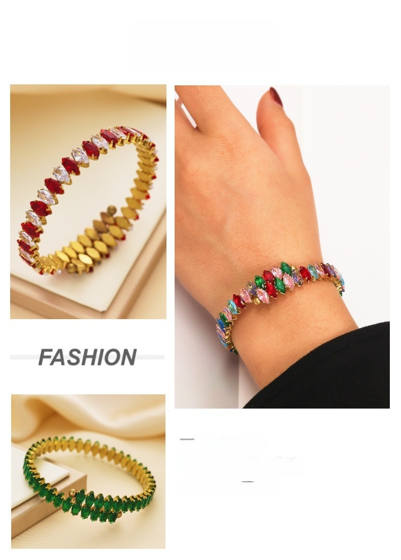 Multicolor Titanium Steel Claw Inlaid Diamond Women's Bracelet Zircon Steel Women's Accessories