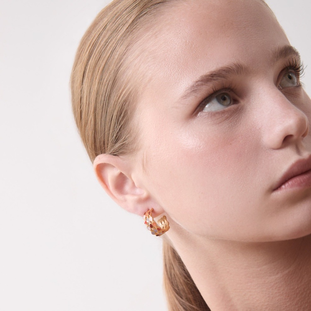 Elegant Hollow Out C-Shaped Drip Glaze S925 Silver Needle Stud Earrings Retro Unique Fashion Women's Jewelry Accessories