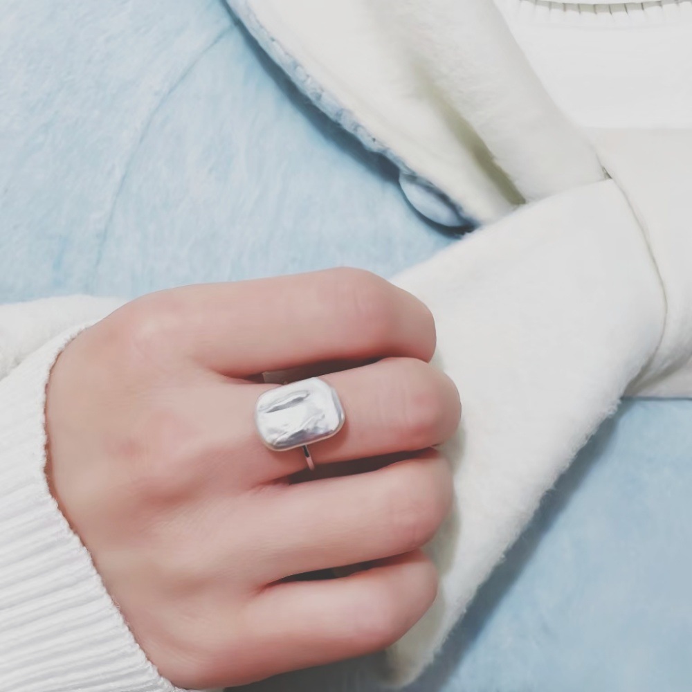 Baroque Style Pure Silver Earrings And Ring Set With Freshwater Pearl Square Design For Women Luxury Personality Jewelry Accessories