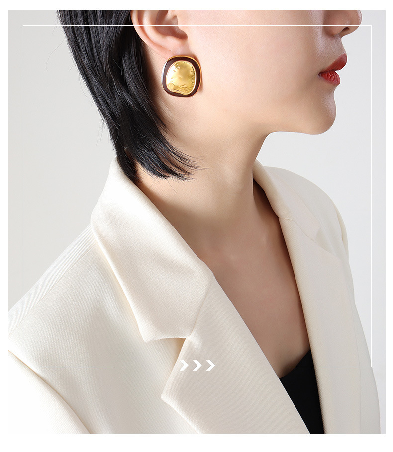 PVD Coated Real Gold Plated 18K Gold Irregular 304 Stainless Steel Retro Waterproof Non Tarnish Ear Studs