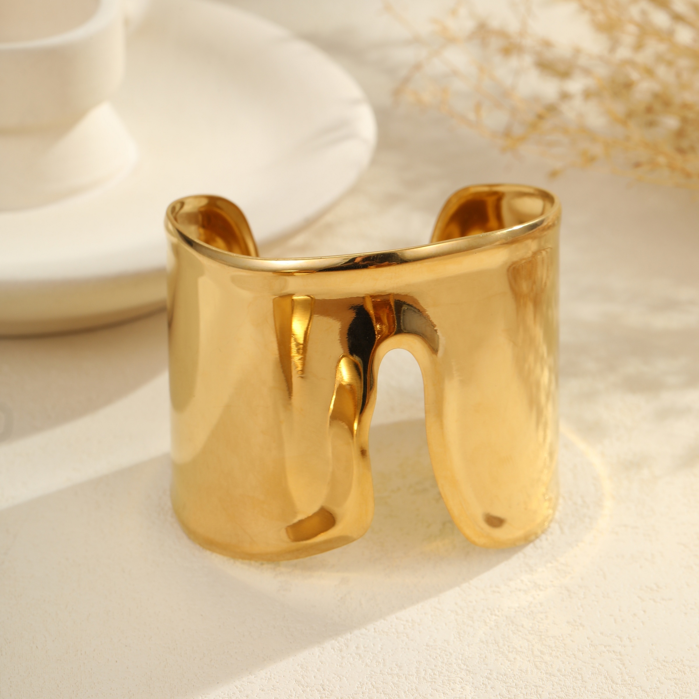 INS Fashion Exaggerated Wide Stainless Steel Bracelet Niche High-end Open Bracelet Titanium Steel Jewelry