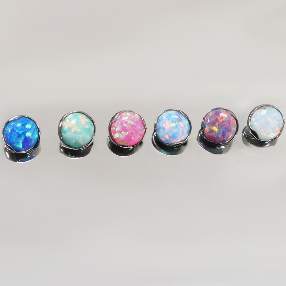 Titanium Lip Studs Wave Edge Opal Belly Button Rings Ear Bone Studs G23 Titanium Alloy Piercing Jewelry Accessories