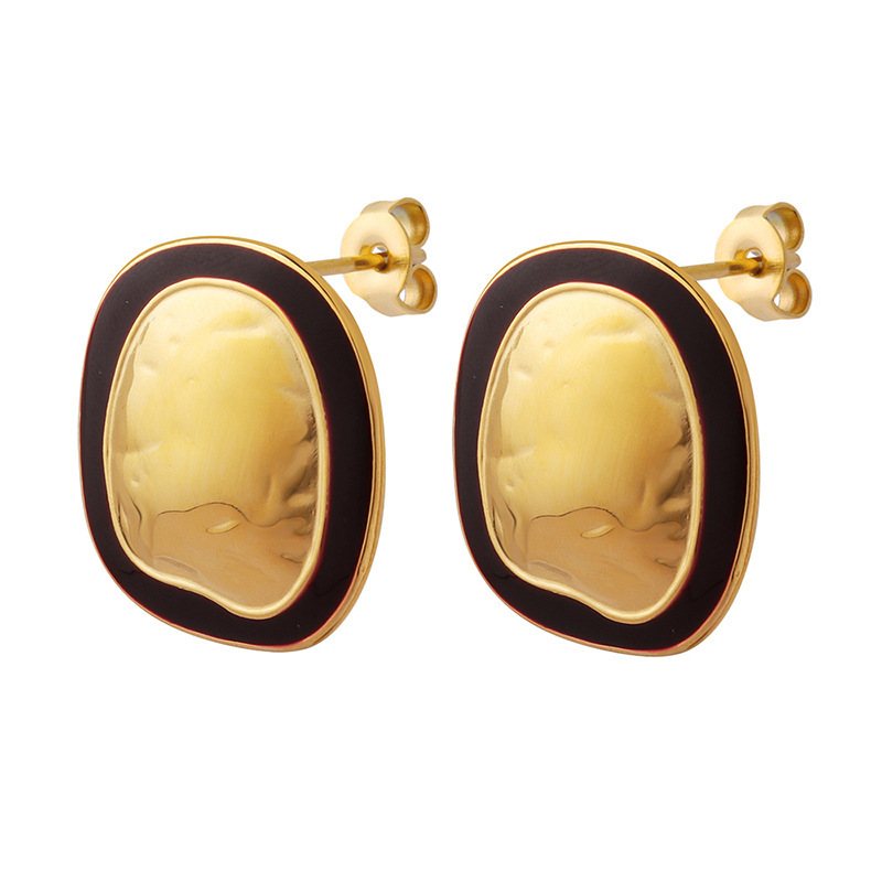 PVD Coated Real Gold Plated 18K Gold Irregular 304 Stainless Steel Retro Waterproof Non Tarnish Ear Studs