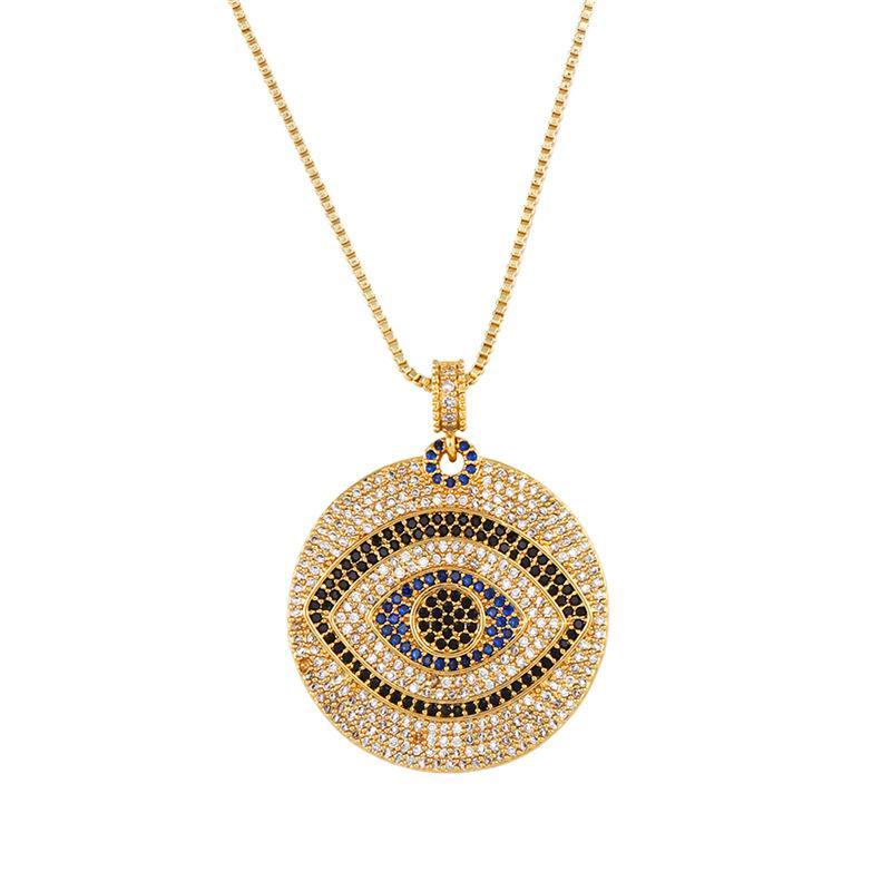 Copper Inlaid Zircon Devil'S Eye Copper Necklaces