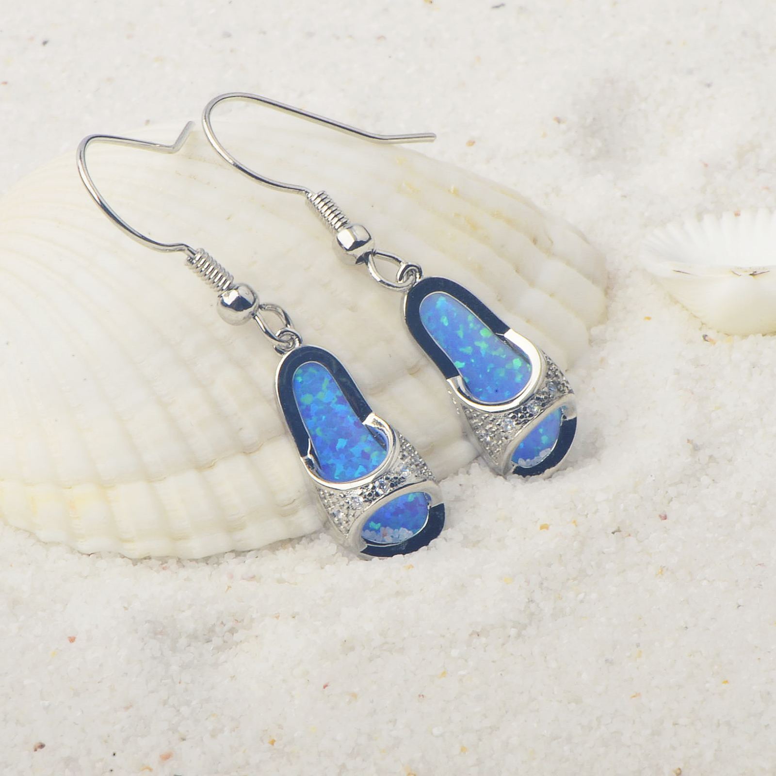 Simple Style Opal Sandals Earrings TikTok Ins  Style Jewelry Accessories Copper Material Line Craft