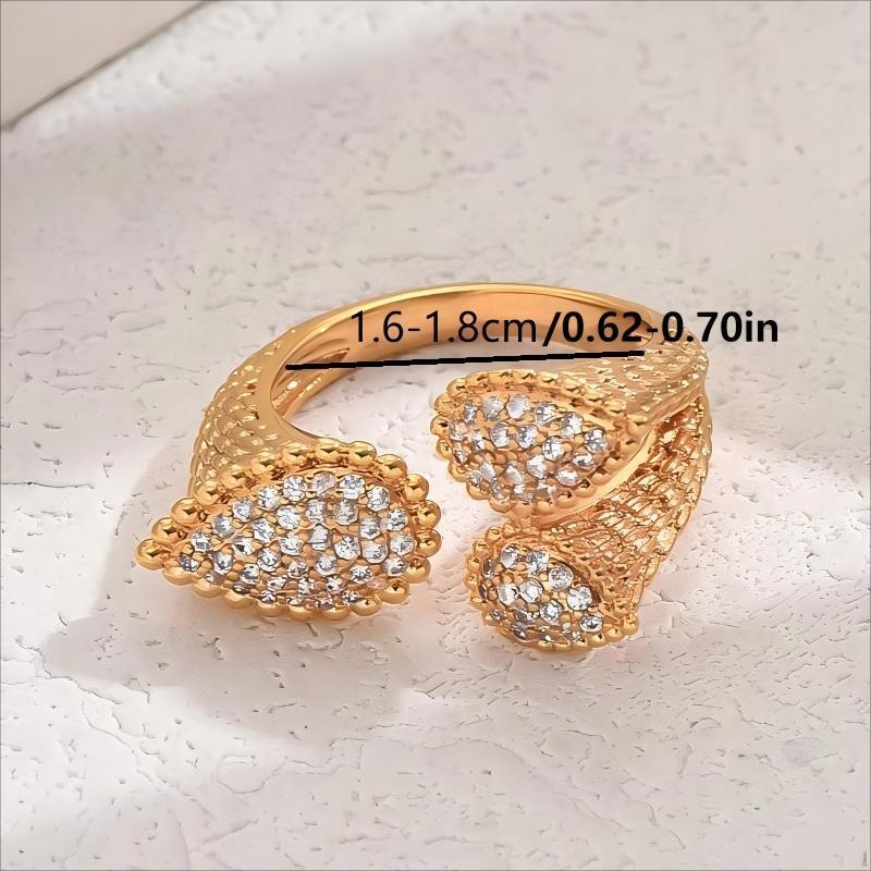 1 Piece Copper Inlaid Zircon Fashion Light Luxury High-end Elegant Diamond Leaf Shape Women's Ring Banquet Party Jewelry Accessory