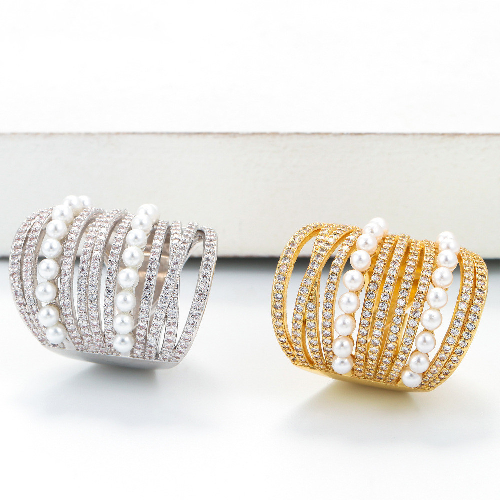 Copper Plating Geometric Zircon Copper Rings