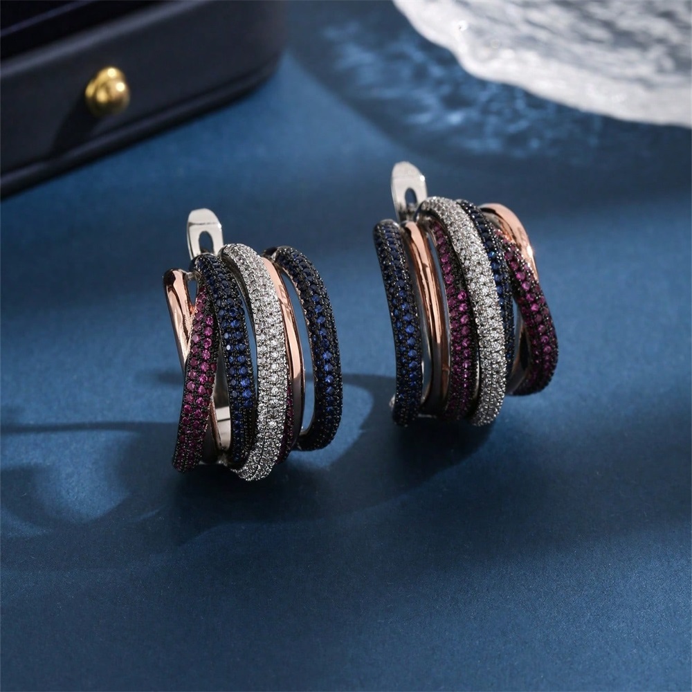 1 Pair Simple Style Classic Style Color Block Plating Inlay Copper Zircon 18K Gold Plated White Gold Plated Earrings