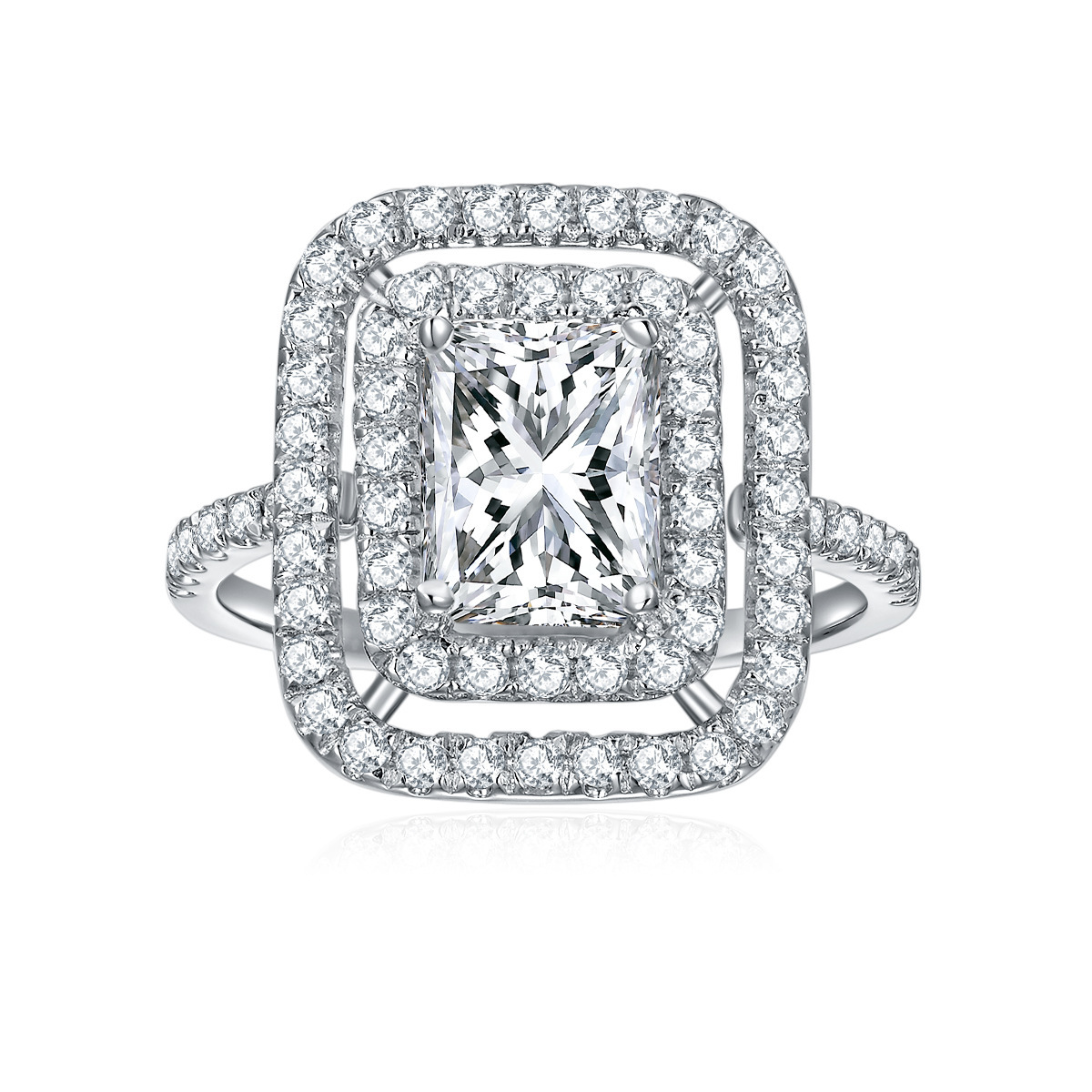 925 Sterling Silver Moissanite Geometric Rings