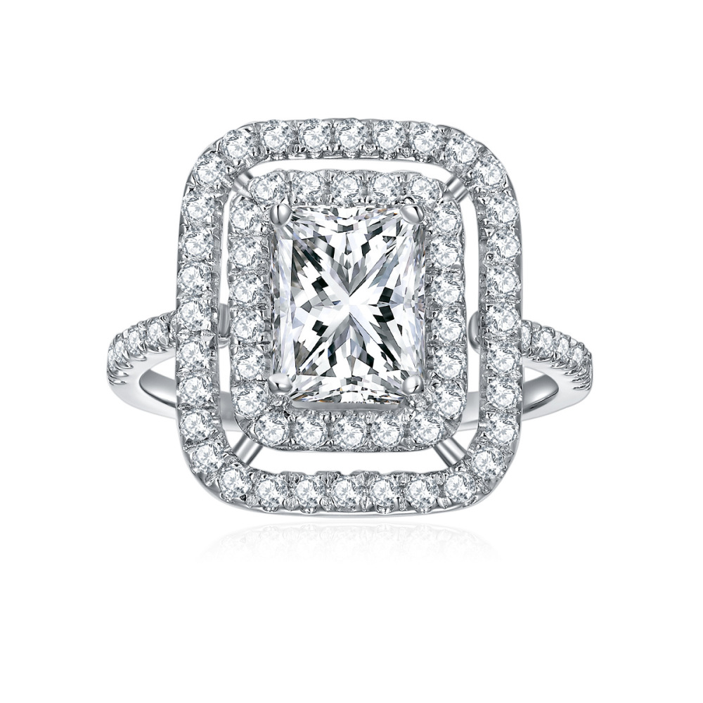 925 Sterling Silver Moissanite Geometric Rings