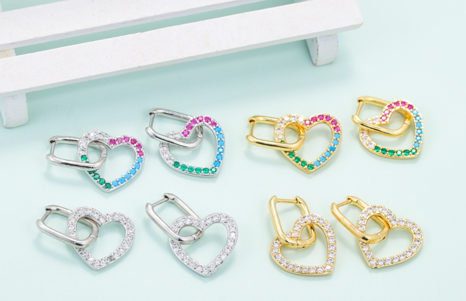Fashion New Style Color Heart-shaped Hollow Earrings
