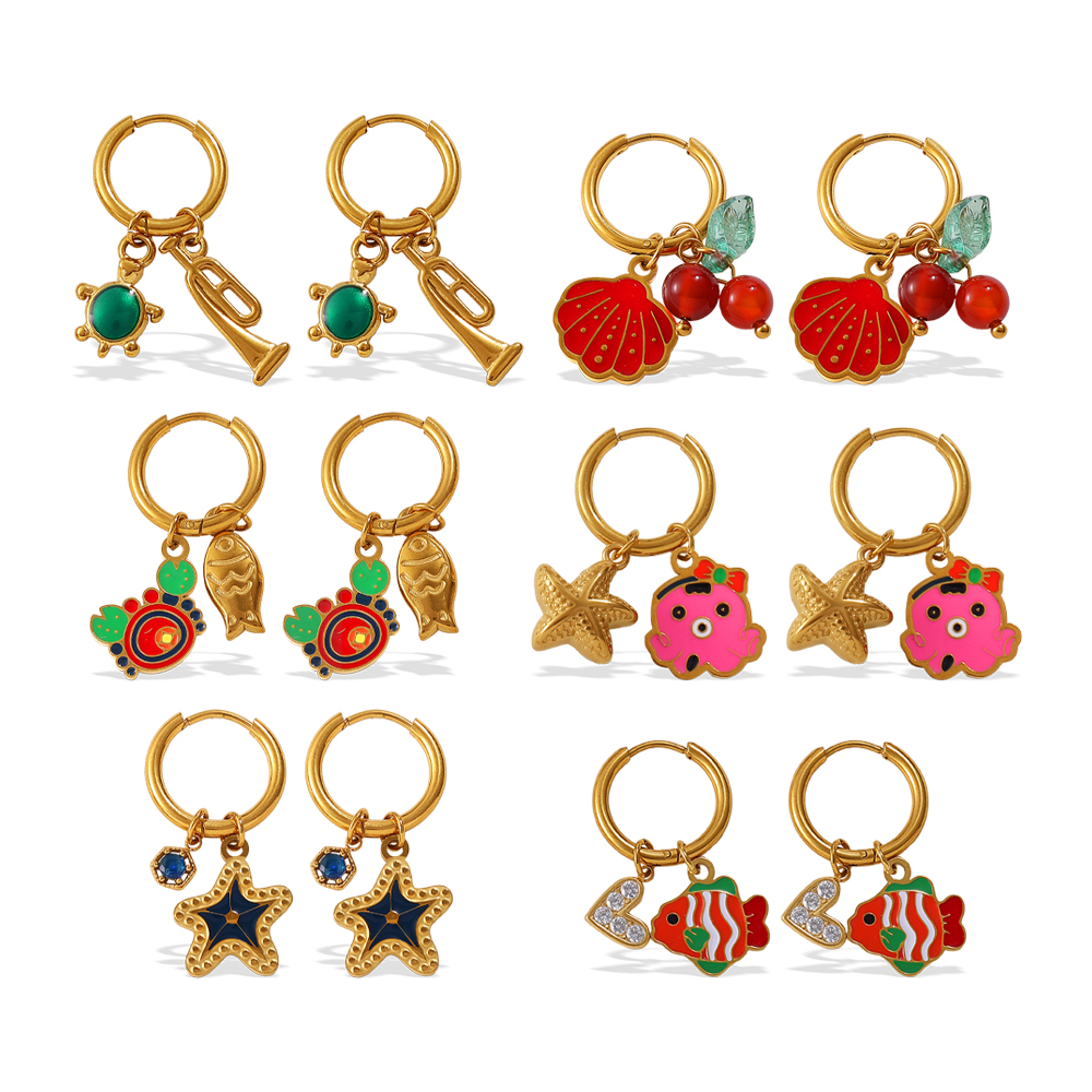 Fashionable Versatile Pendant Drop Earrings Ocean Series Vintage DIY Pendants Luxury Accessories Stylish Match All Ear Jewelry