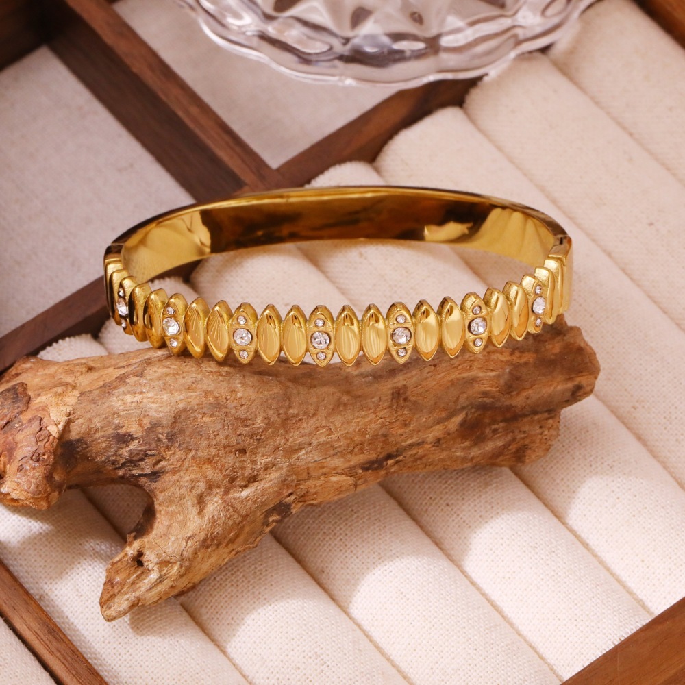 Stainless Steel Full Diamond Bracelet Minimalist Daily Matching Wristband Jewelry Accessories