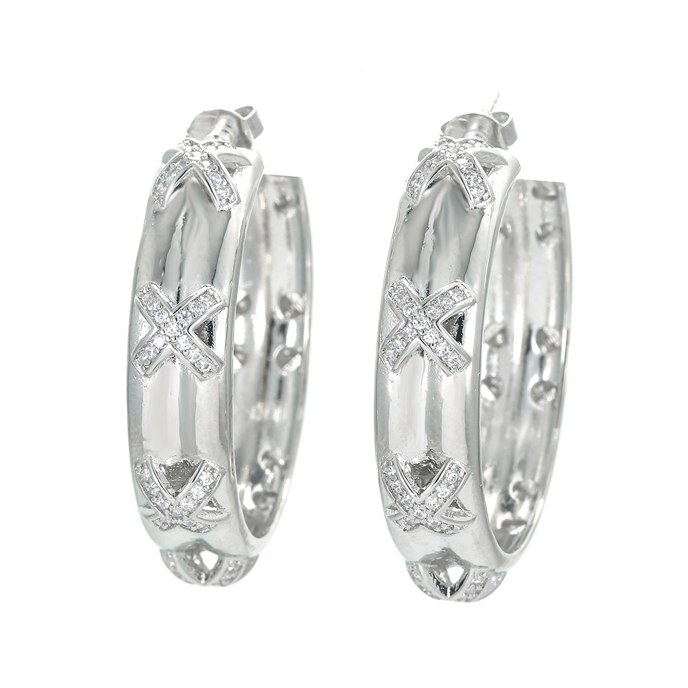 Simple Round New Retro Zircon Fashion Copper Earrings Wholesale