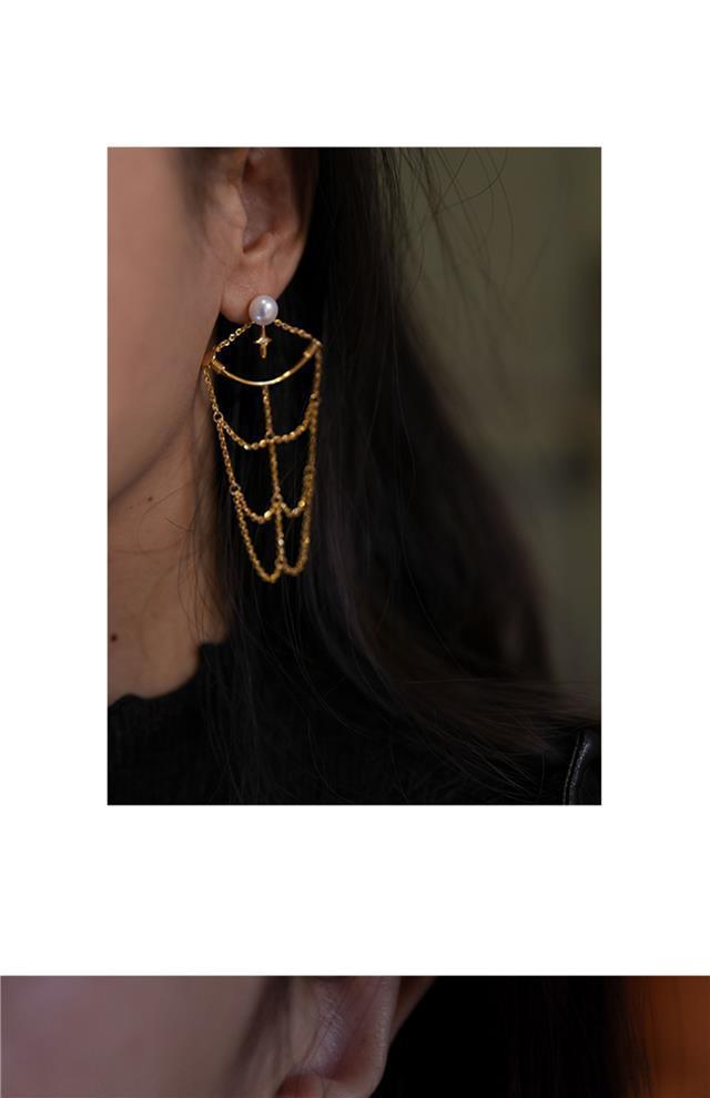 Original Design Net Starlight Pearl Gold Plated Earrings Women's Elegant High-End Feel New Style Fashion Jewelry Accessories