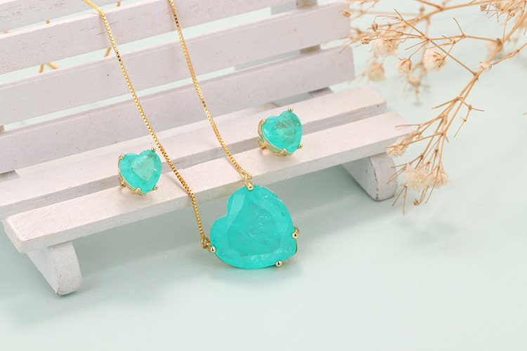 Casual Simple Style Heart Shape Copper Plating Inlay Zircon Women's Earrings Necklace