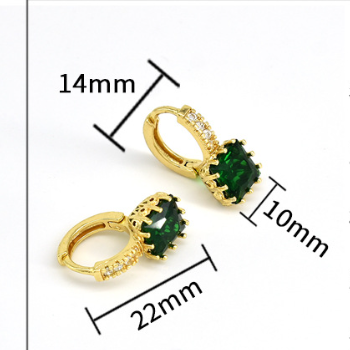 1 Pair IG Style Geometric Inlay Copper Zircon Earrings