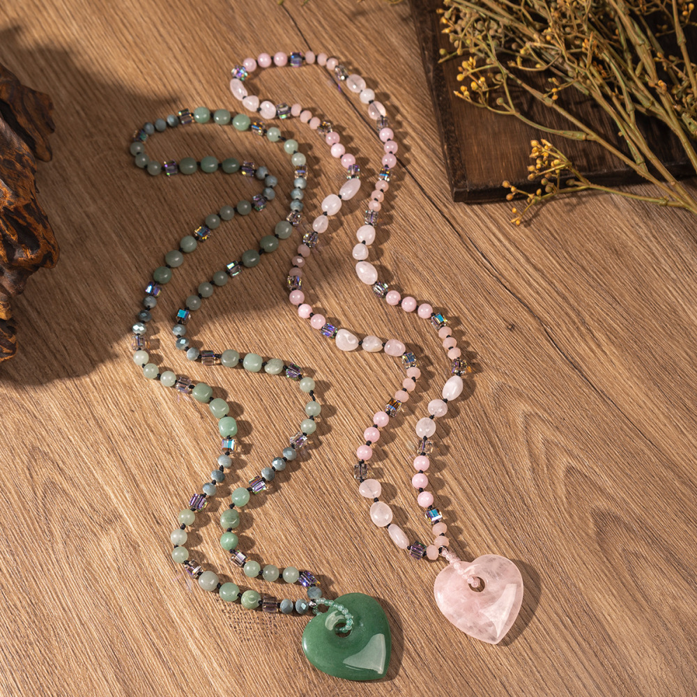 Zuohang Crystal Sweater Necklace Elegant Pendant Heart-shaped Jewelry Natural Crystal Fashion Accessories Modern Style Provided By Zuohang