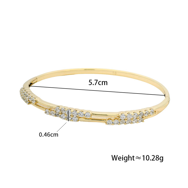 Elegant Double Row Zirconia Embedded Bracelet Classic Simple Stylish Daily Commute  Style Copper Alloy