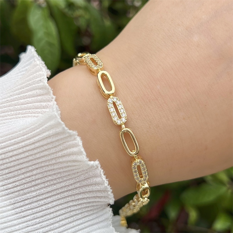 Classic Elegant Style Colorful Zircon Bracelet Fashion High-end Copper Plated 18K Gold Versatile Daily Wear Star Vacuum Plating (Furnace)