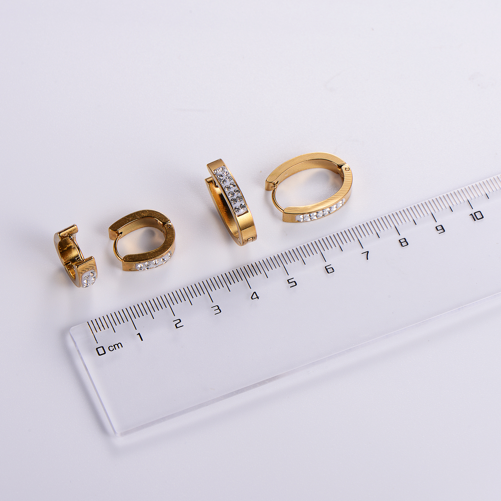 304 Stainless Steel Geometric Electroplating Rhinestones Golden Plated Casual Classic Style Plating Inlay Gold Earrings
