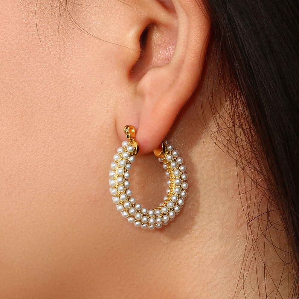 PVD Coated Real Gold Plated 18K Gold U Shape 304 Stainless Steel Fashion Waterproof Non Tarnish Hoop Earrings