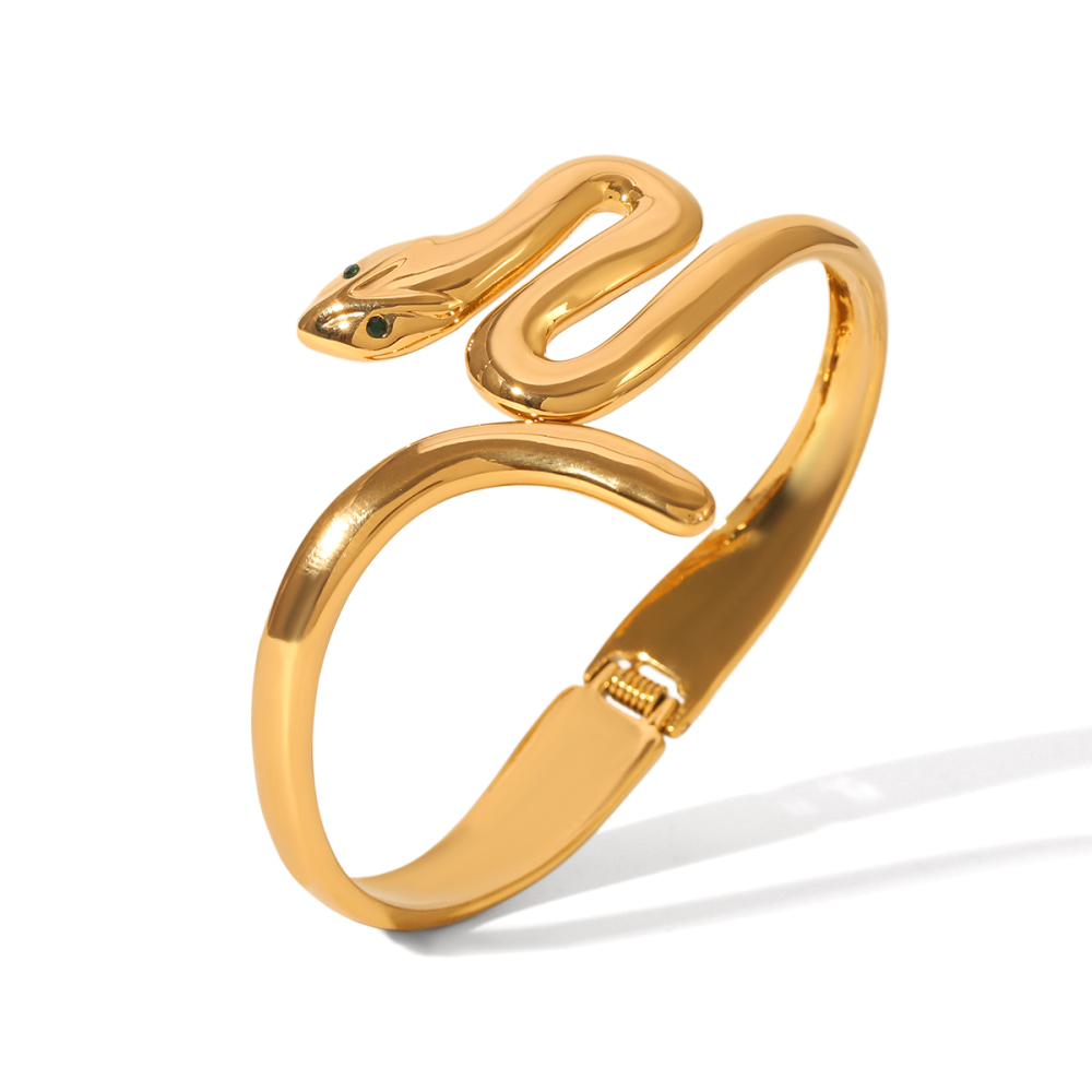 304 Stainless Steel Snake PVD Coated 18K Real Gold Plated Modern Style Artistic Waterproof Non Tarnish Gold Bangle