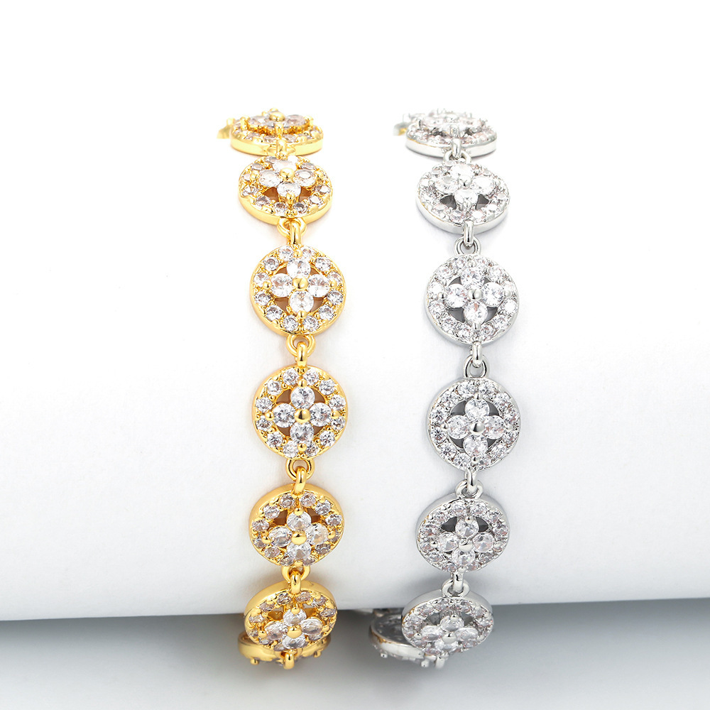 Fashion Simple Geometric Petal Copper Inlaid Zircon Bracelet Wholesale