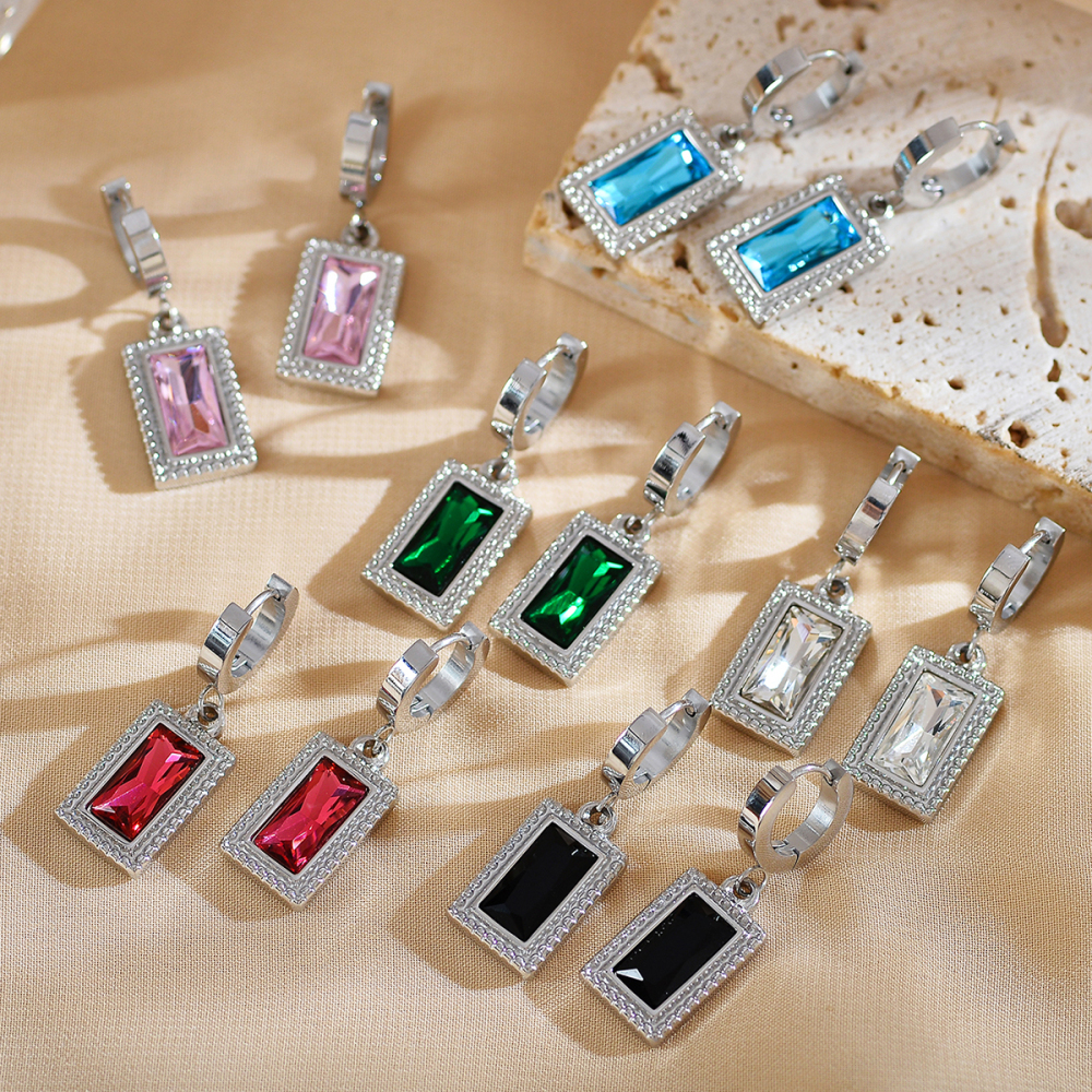 PVD Coated Gold Plated Square Stainless Steel Elegant Luxurious Simple Style Waterproof Non Tarnish Earrings