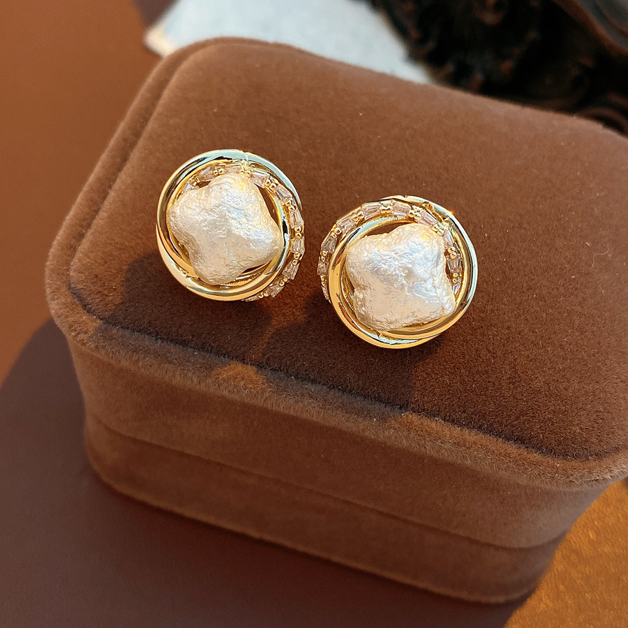 Silver Pin Zircon Cotton Bead Earrings Jewelry Accessories