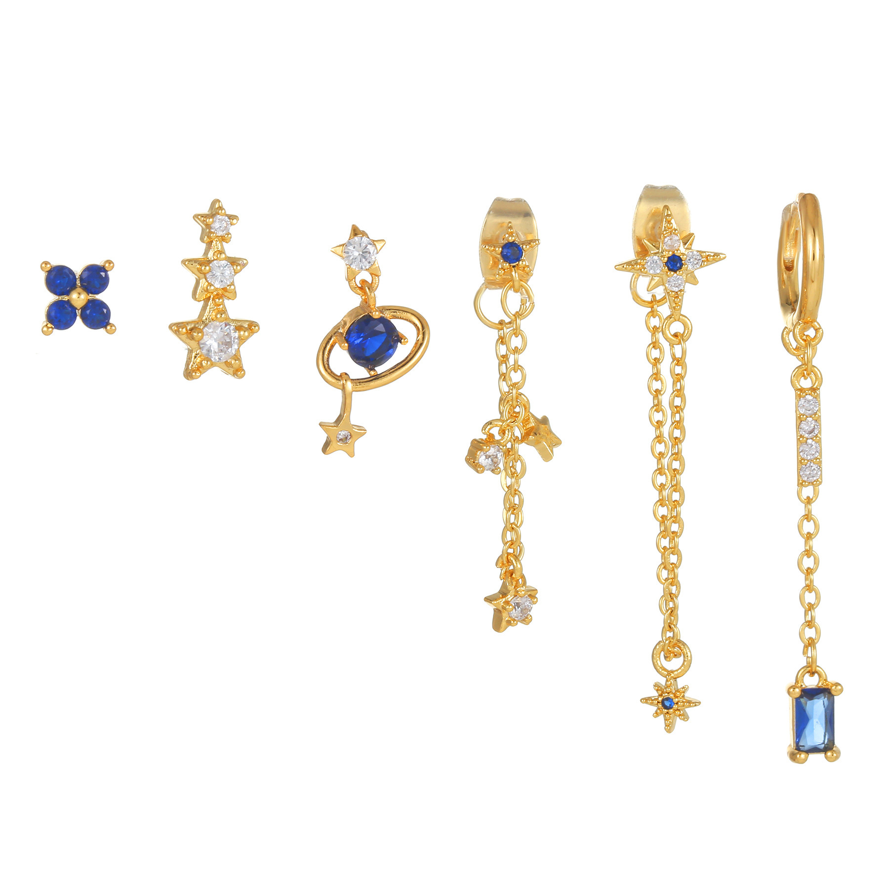 Simple Style Star Tassel Copper Inlay Zircon Women's Earrings 1 Set